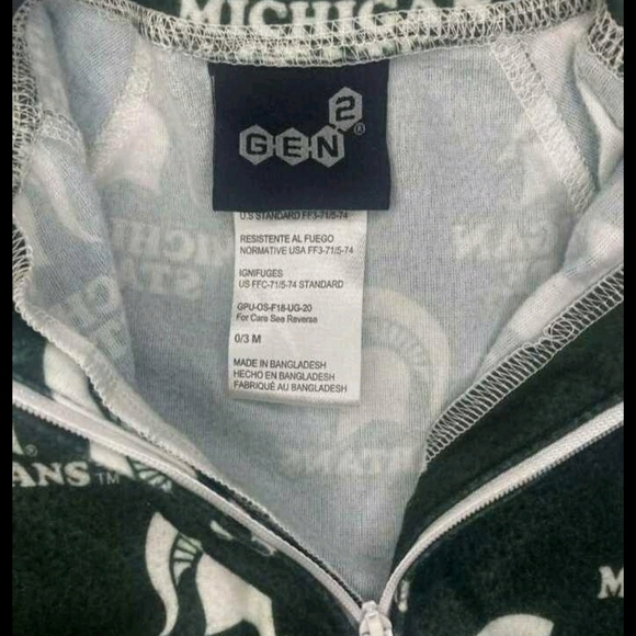 Michigan State Spartans One Piece Infant Pajamas 0-3 Months - Picture 3 of 3